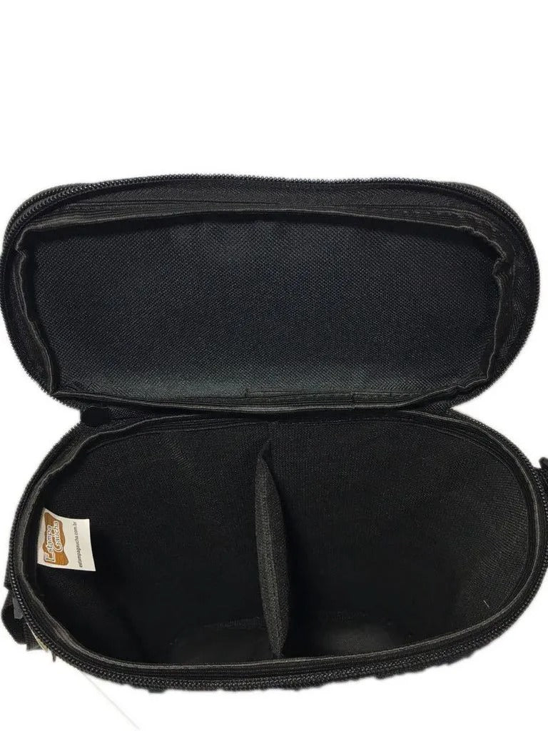 Matera de Mate de Nylon 1 Litro Negra con Diseño Franja Pampa
