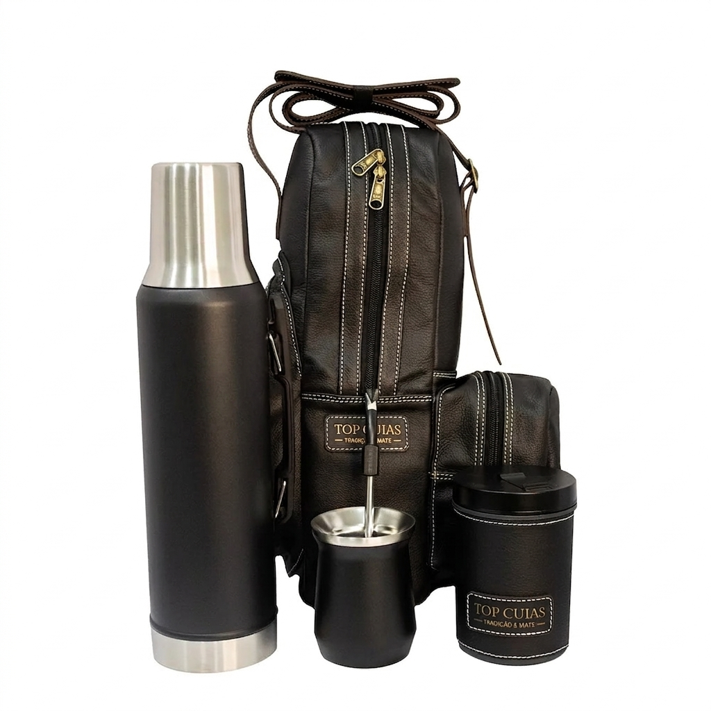 Kit de Mate Completo Sistema Mate 1,6 Montevideo Térmico Negro