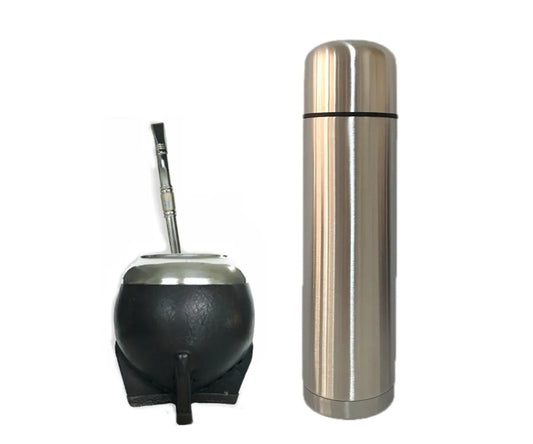 Kit de Mate Uruguayo: Mate Torpedo, Bombilla con Rosca y Termo