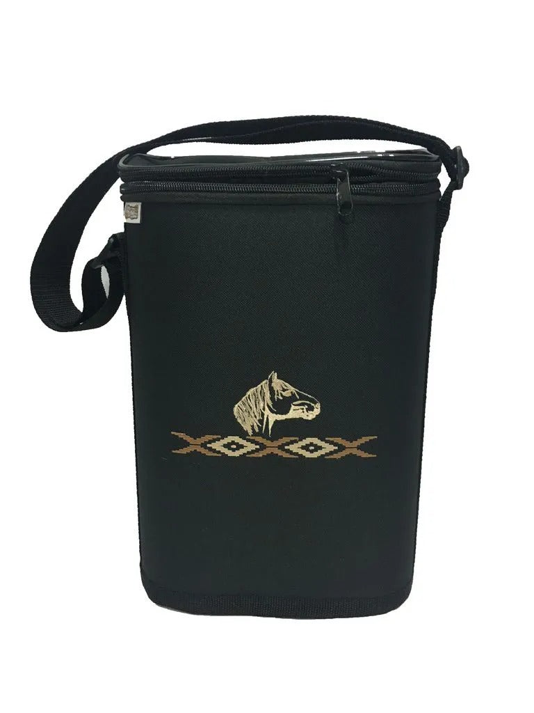 Matera de Mate de Nylon 1 Litro Negra con Diseño de Caballo