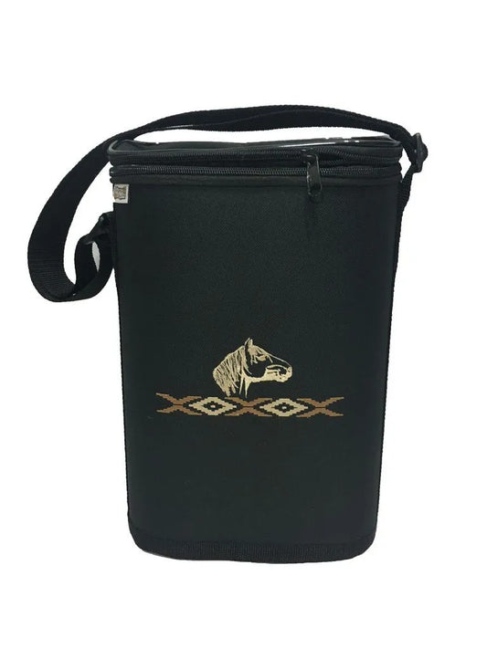 Matera de Mate de Nylon 1 Litro Negra con Diseño de Caballo