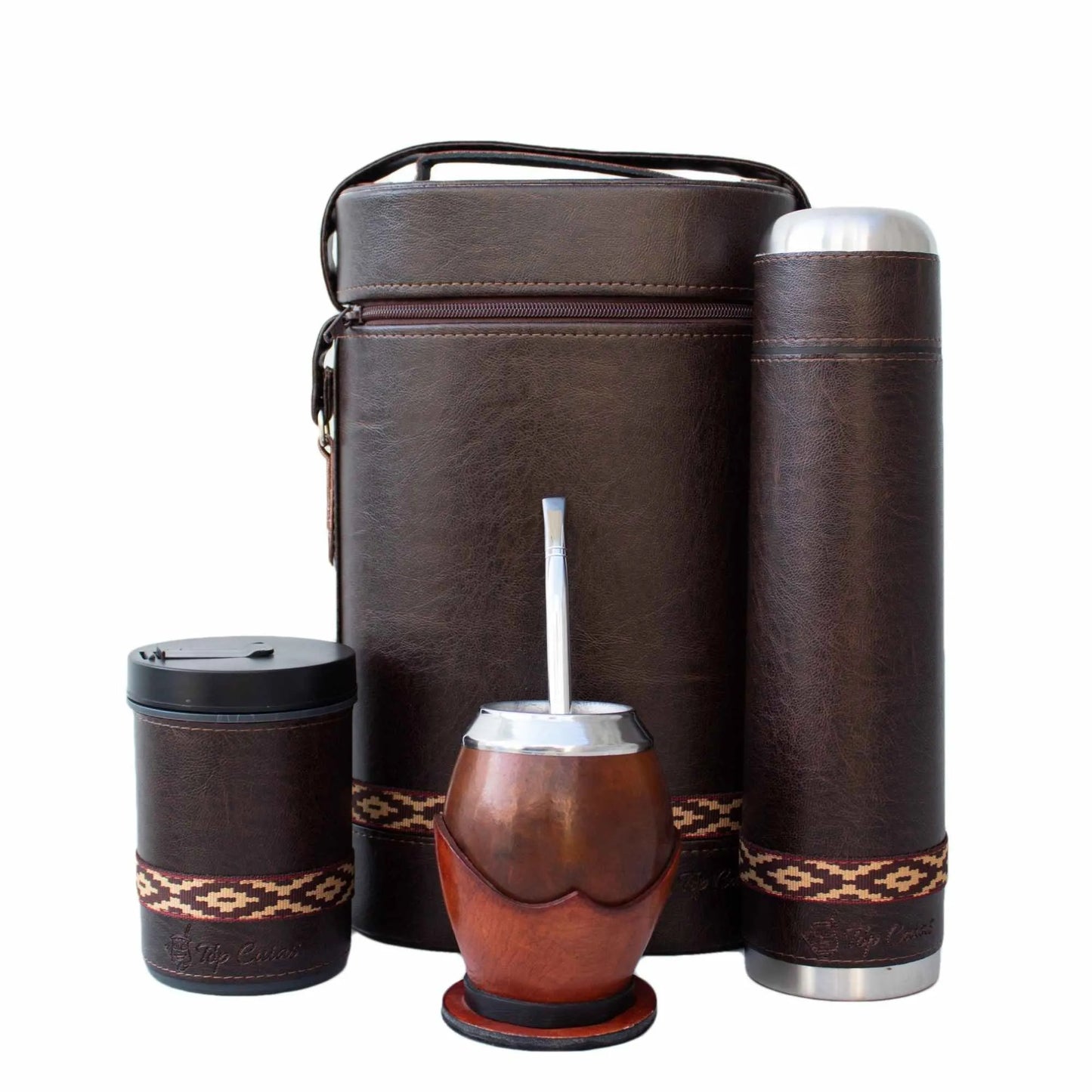Kit Completo de Mate Uruguayo 1 Litro: Mate, Bombilla, Matera, Porta Yerba y Termo