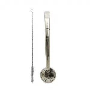 Bombilla Curva de Acero Inoxidable con Boquilla Ancha – 19 cm