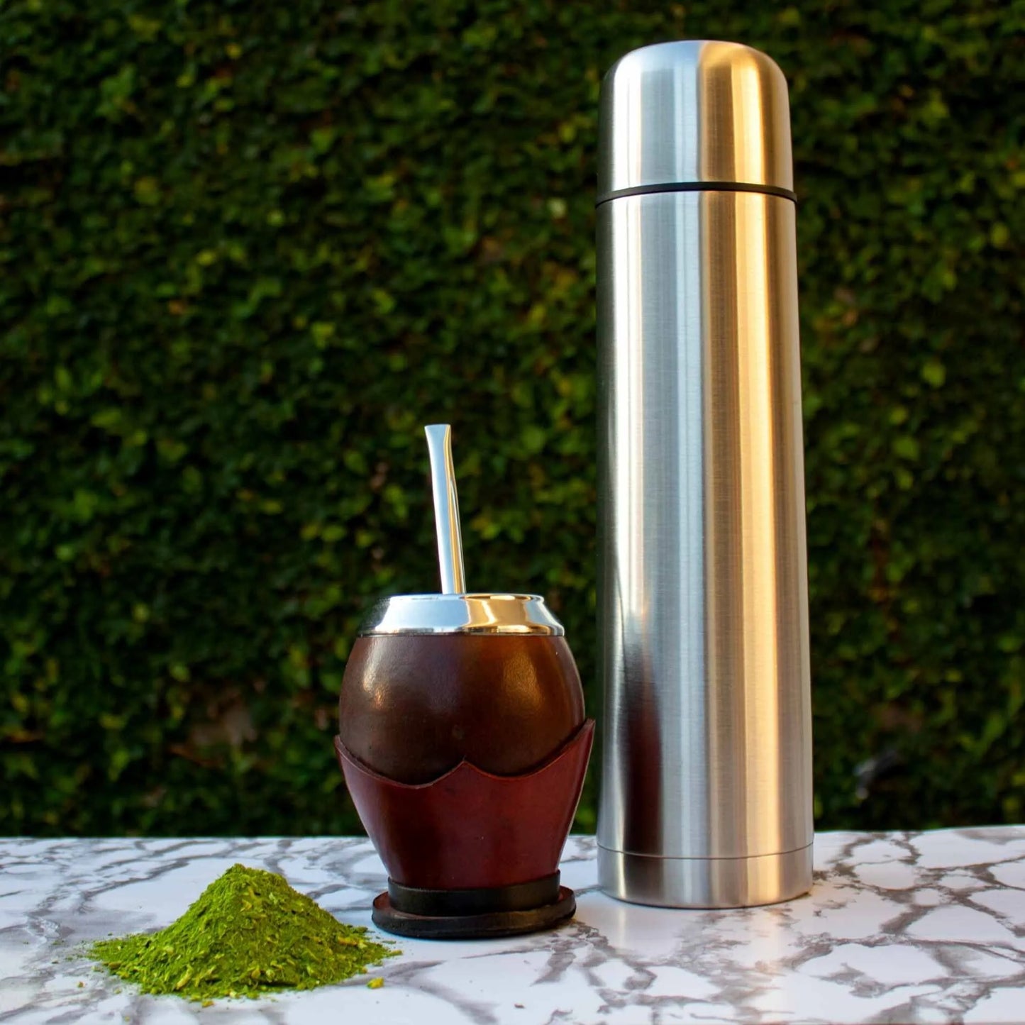 Kit de Mate: Mate Uruguayo, Bombilla Curvada y Termo