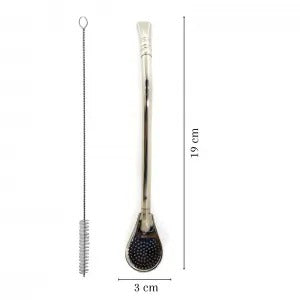 Bombilla Curva de Acero Inoxidable con Bojo Tipo Pera y Rosca – 19 cm