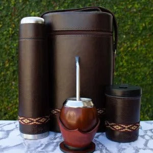 Kit Completo de Mate Uruguayo 1 Litro: Mate, Bombilla, Matera, Porta Yerba y Termo
