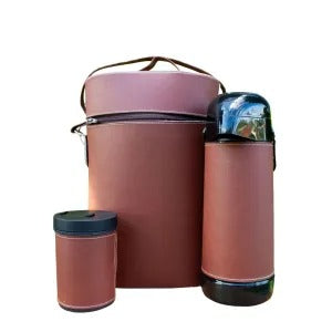 Kit de Mate Color Marrón con Matera, Mate con Boca de Acero Inoxidable, Bombilla de Acero Inoxidable, Termo de 1 L y Porta Yerba