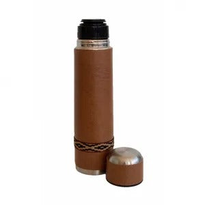 Kit de Mate con Matera Caramelo, Termo de 0,95 L, Mate de Boca Abierta, Bombilla de acero Inoxidable y Porta Yerba