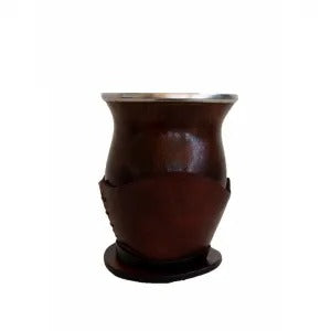 Kit de Mate con Matera Caramelo, Termo de 0,95 L, Mate de Boca Abierta, Bombilla de acero Inoxidable y Porta Yerba