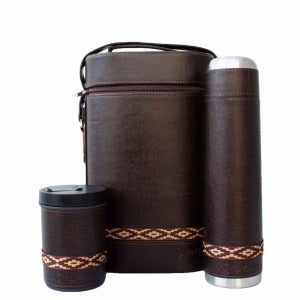 Kit Completo de Mate Uruguayo 1 Litro: Mate, Bombilla, Matera, Porta Yerba y Termo